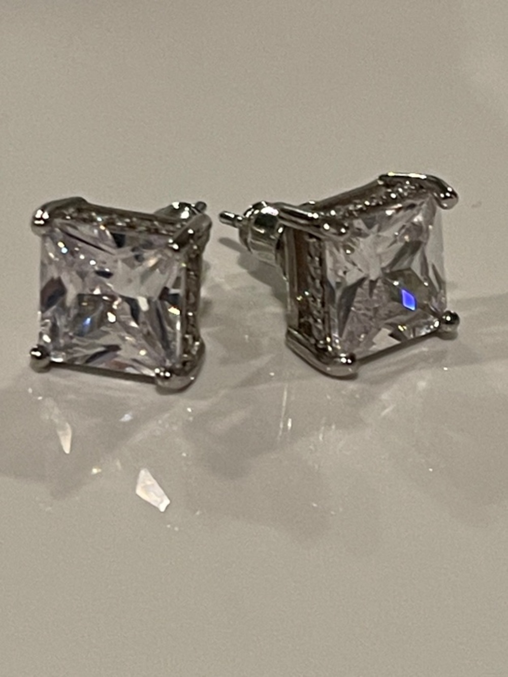 Classic Square 5ctw Moissanite Stud Earrings in 925 Silver 14k Gold Plated